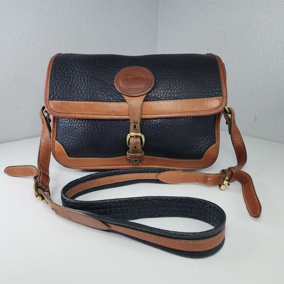 Dooney & Bourke Vintage Black Brown AWL Leather Messenger Crossbody Bag USA - Picture 13 of 13